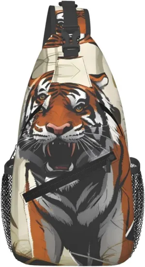 Cross Chest Bag Diagonally - Quality, Durable, and Spacious Shoulder Bag for Men and Women Serious Tiger Pattern