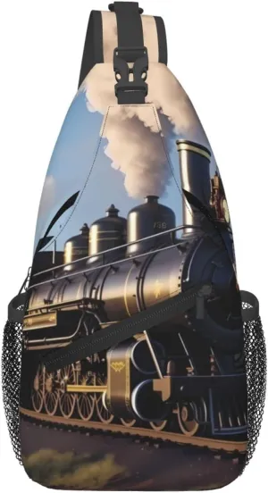 Cross Chest Bag Diagonally - Quality, Durable, and Spacious Shoulder Bag for Men and Women Steam Locomotive Train Pattern