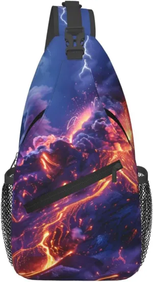Cross Chest Bag Diagonally - Quality, Durable, and Spacious Shoulder Bag for Men and Women Volcanic Lava Prints