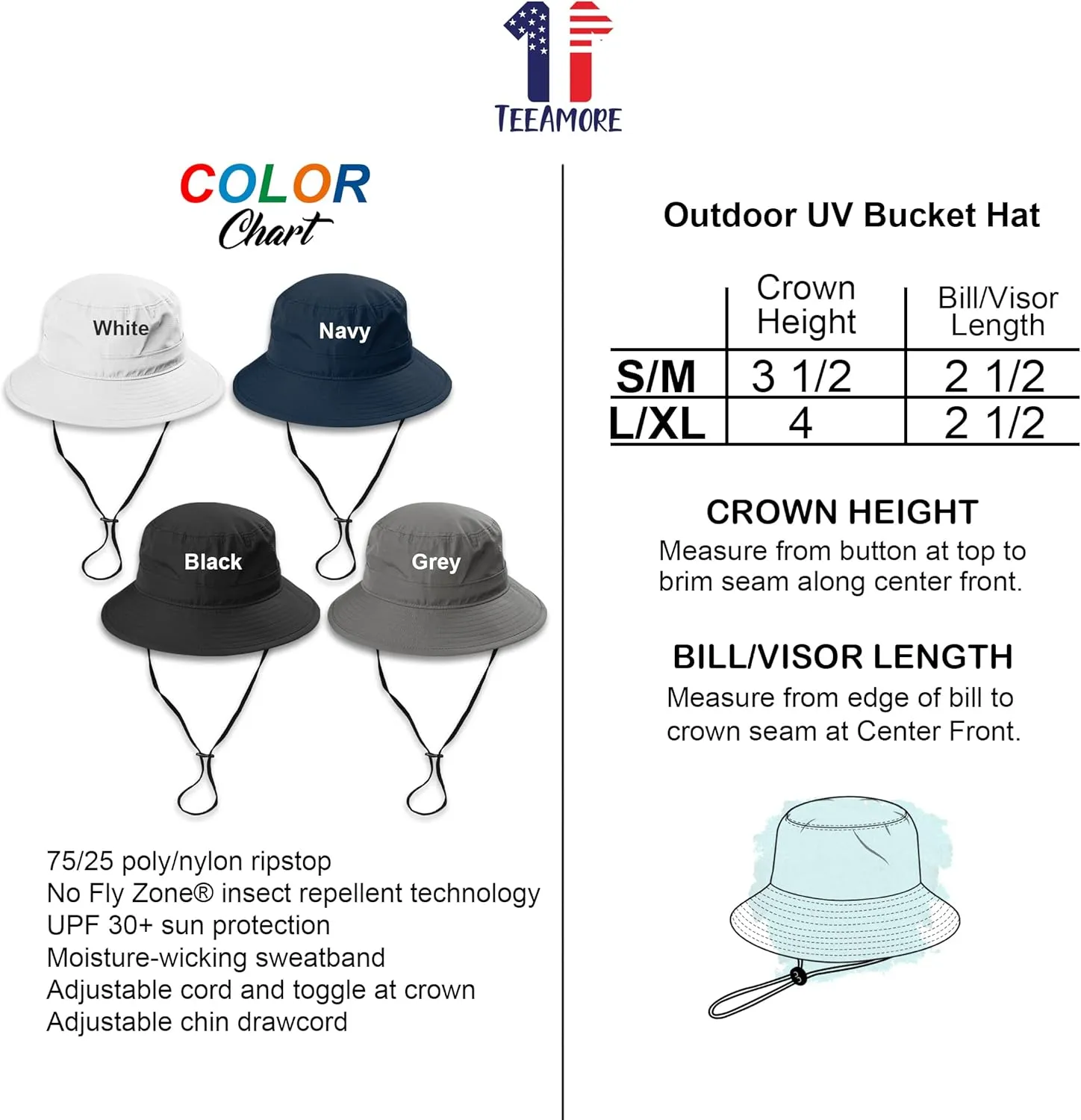 Custom Embroidered Bucket Hat Add Your Text Design Logo Adjustable UPF 30  Travel Fishing Sun Hats