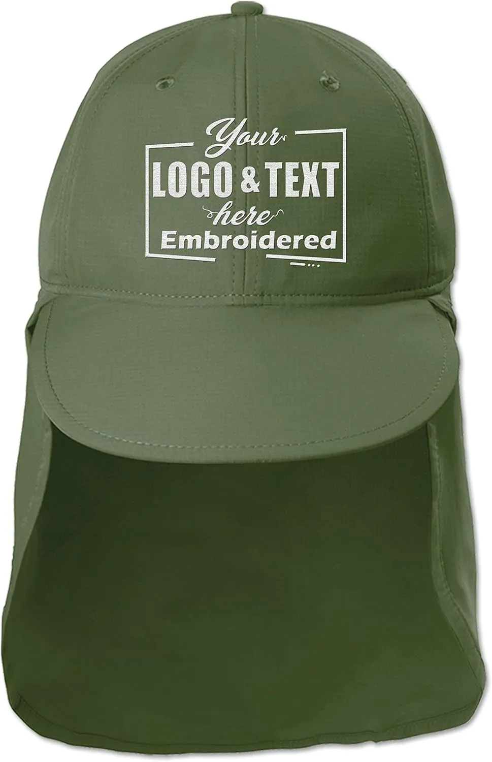 Custom Embroidered Sun Hat Ear&Neck Flap Adjustable UPF 30  UV Protection Hiking Safari Fishing Hats for Women and Men