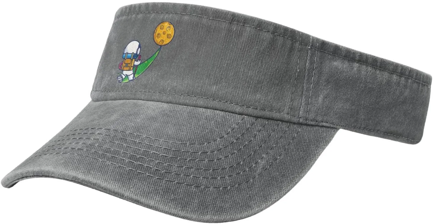 Cute Astronaut Trekking to The Moon Sun Visor Hats Cotton Baseball Cap for Women Men Adjustable Sun Hat
