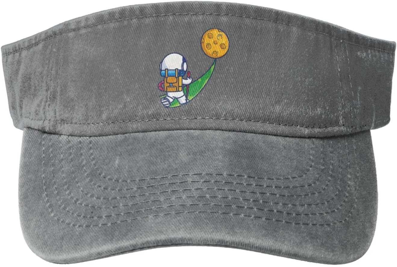 Cute Astronaut Trekking to The Moon Sun Visor Hats Cotton Baseball Cap for Women Men Adjustable Sun Hat