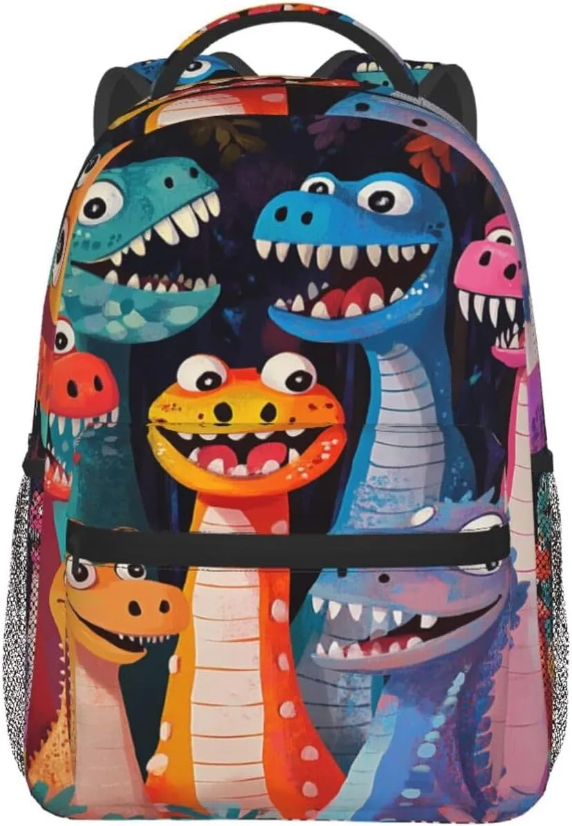 Cute Smiling Dino Practical Backpack For Trekking Men/Male Women/Female