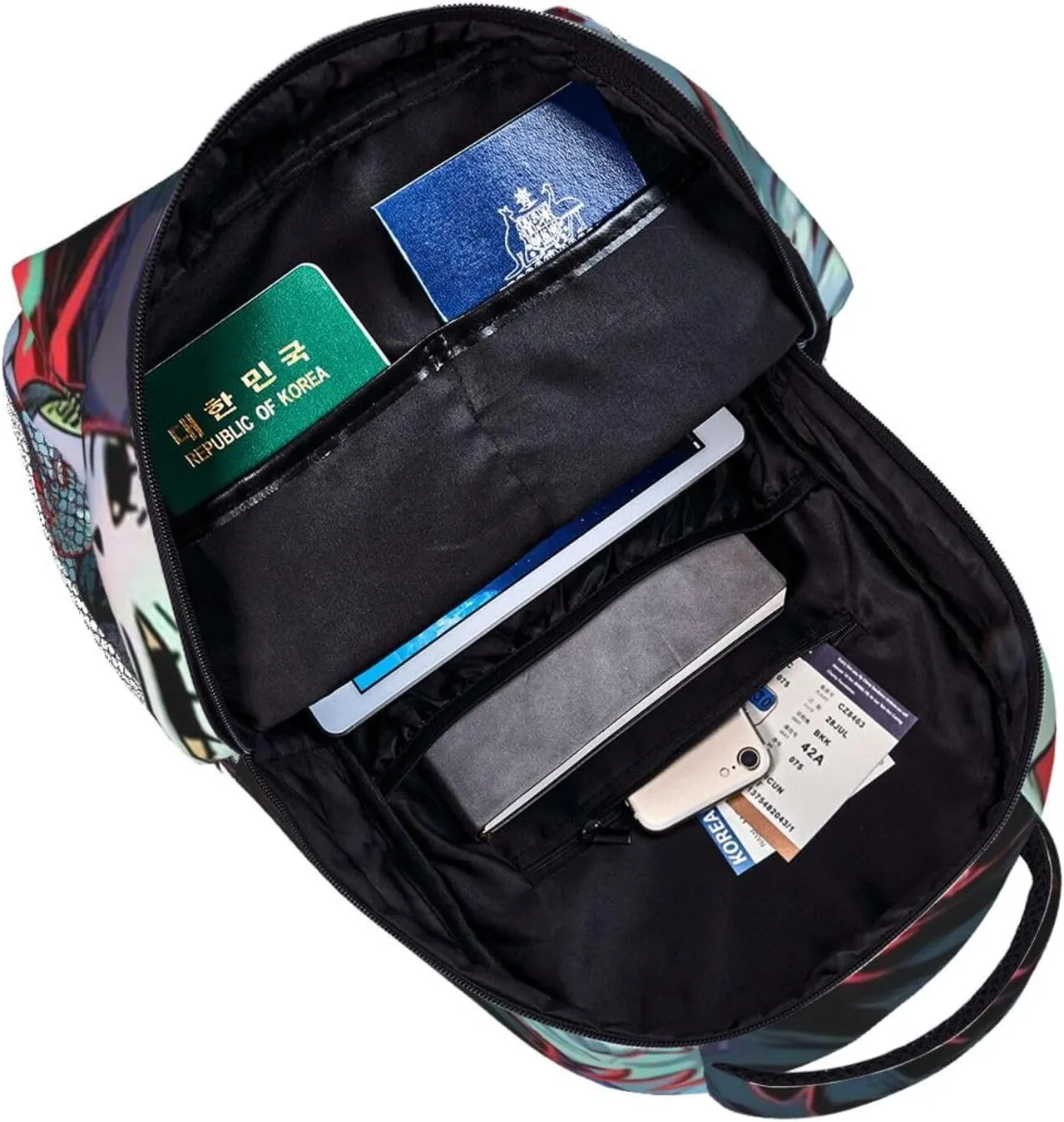 D-adan lightweight casual student backpack with adjustable shoulder straps and cushioned back for comfort Black