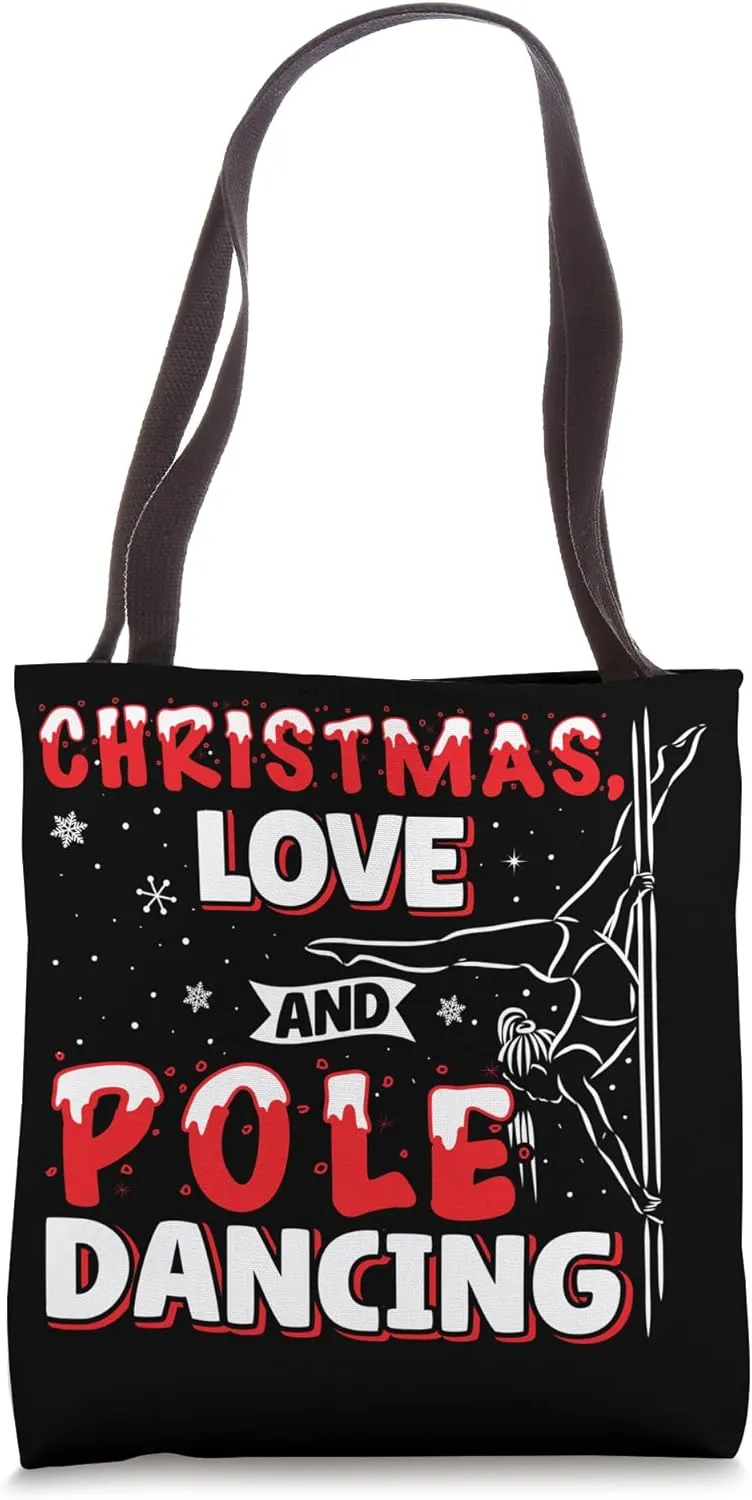 Dancer, Pole Dancing Christmas Love Pole Dance Tote Bag