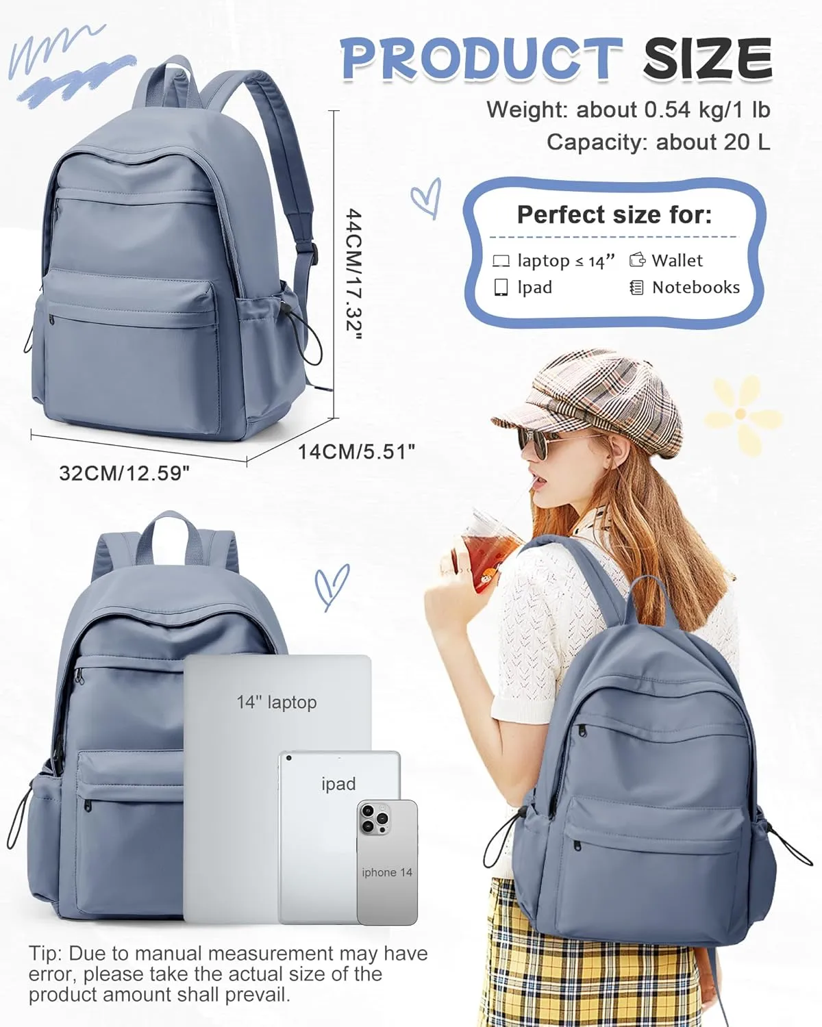 Dark Blue Backpack for School Women Girls, Waterproof Bookbag Cute High School Backpackss for Men Teen Boys, Lightweight Travel College Backpack Mochilas Escolares para Casual Daypack Rucksack