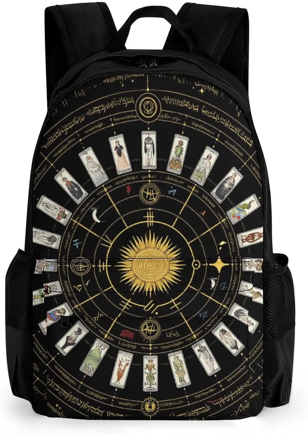 Daypack Backpack Anti-Theft Multipurpose Large Capacity Carry On Bag - Astrology Tarot Original Art Traveling & Camping Backpack With Side Pockets