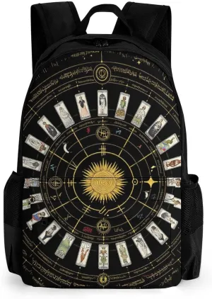 Daypack Backpack Anti-Theft Multipurpose Large Capacity Carry On Bag - Astrology Tarot Original Art Traveling & Camping Backpack With Side Pockets