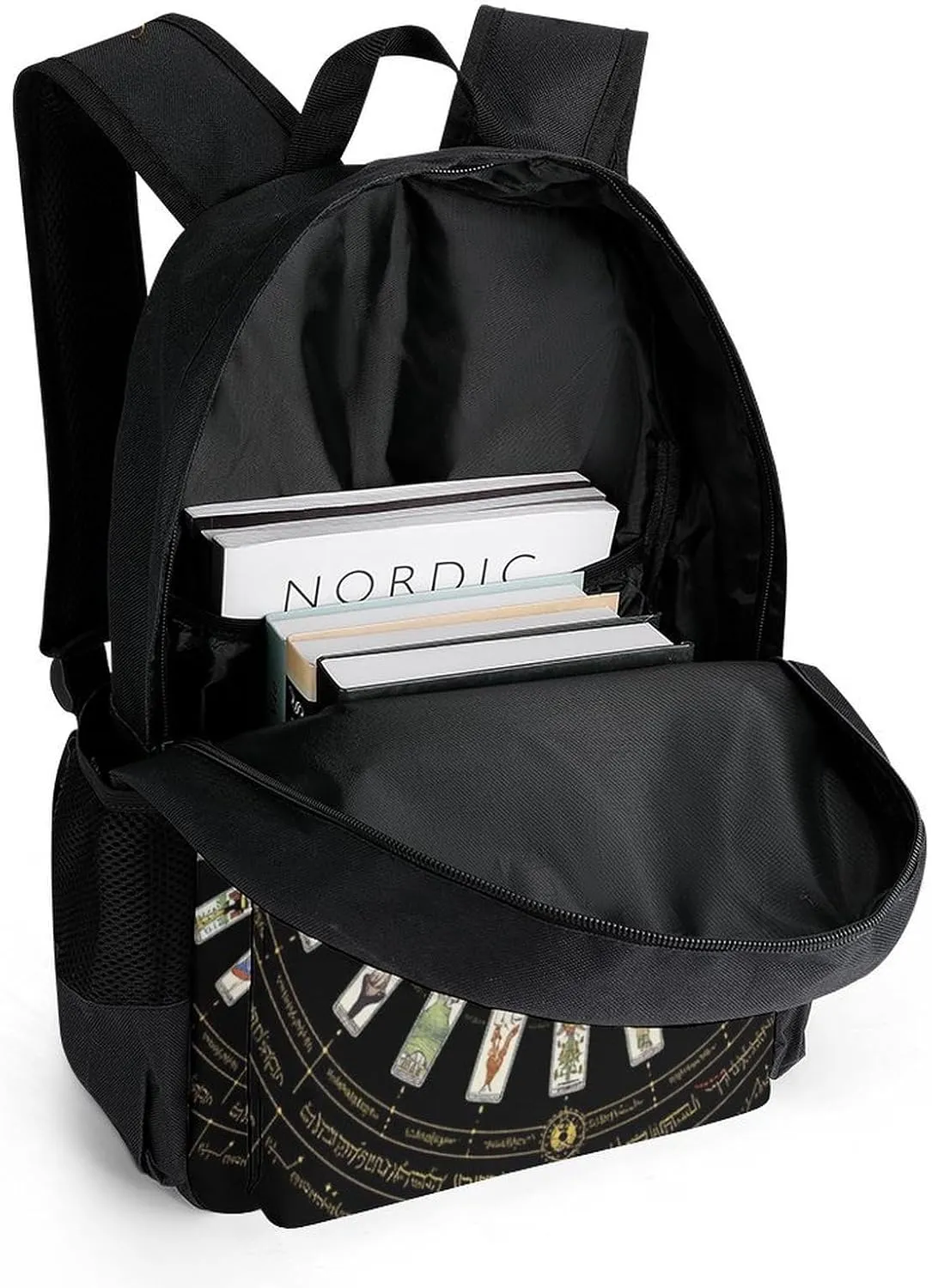 Daypack Backpack Anti-Theft Multipurpose Large Capacity Carry On Bag - Astrology Tarot Original Art Traveling & Camping Backpack With Side Pockets