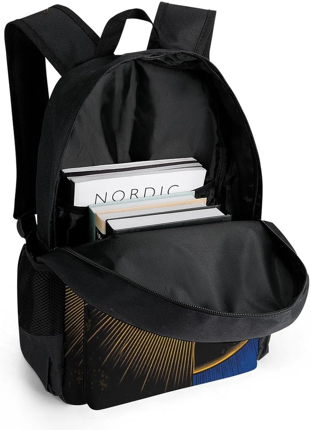 Daypack Bookbag Multipurpose Anti-Theft Big Capacity Carry On Bag - Psychedelic Moon And Sun Art Travel Hiking & Camping Rucksack With Padded Straps