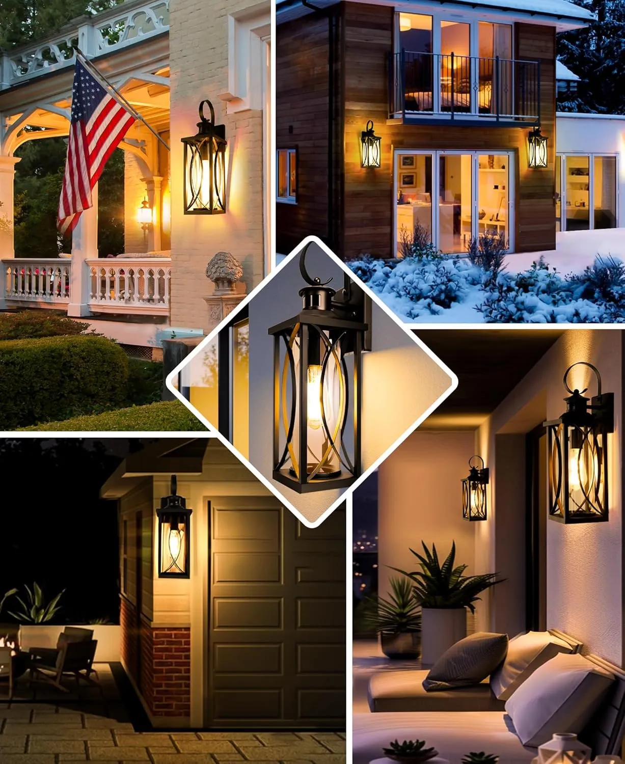DBF 2 Pack Dusk to Dawn Motion Sensor Outdoor Lights 17.5 Inch, 3 Lighting Mode Exterior Light Fixtures Porch Lights Outdoor Wall Sconces Waterproof Anti-Rust, Black Wall Lanterns for House Front Door