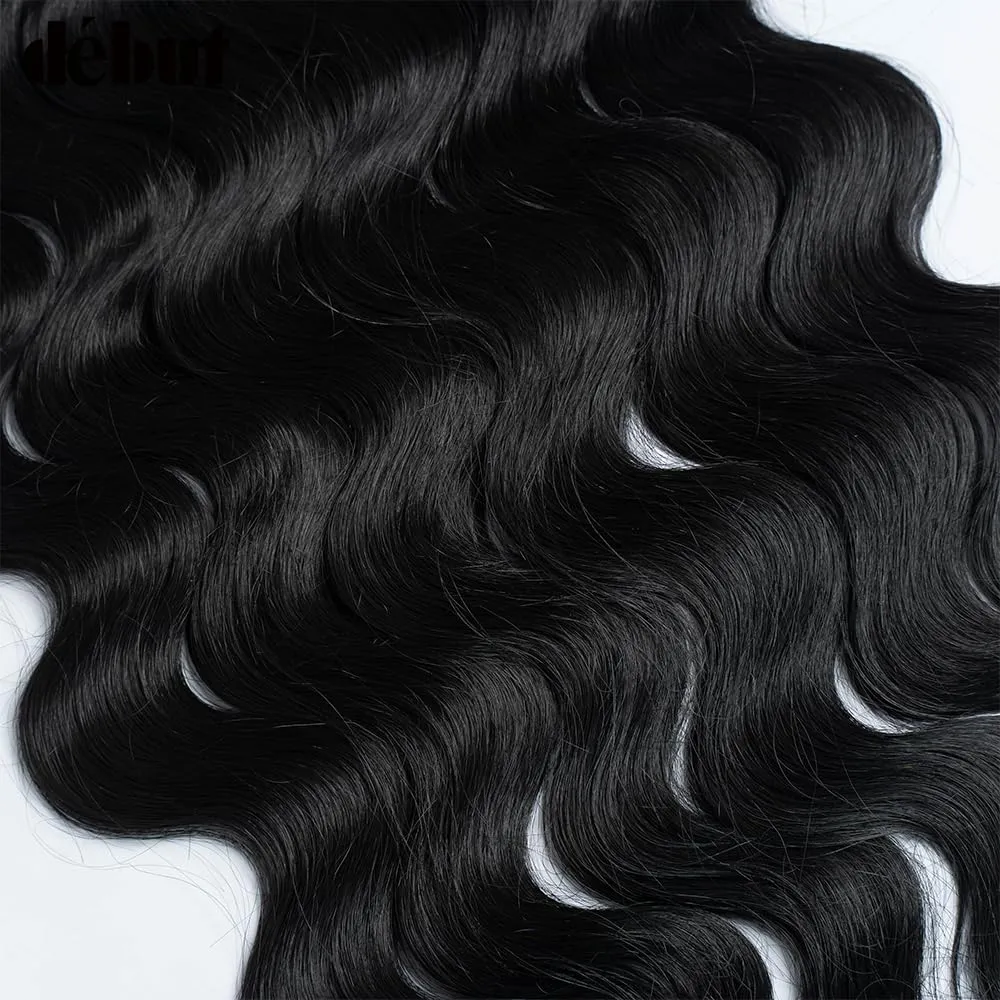 DÉBUT Body Wave 6 Bundles Synthetic Hair Long Wavy Hair 22 24 26 Inches 6Pcs High Temperature Fiber 300g for Full Head Synthetic Hair Weave 1B Color