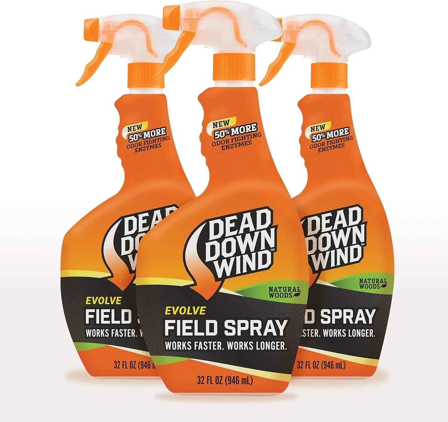 DEAD DOWN WIND Scent Eliminating Spray Bottle (32 Oz) 3pk - Natural Woods Liquid Hunting Scent Eliminators - Advanced Hunting Essentials