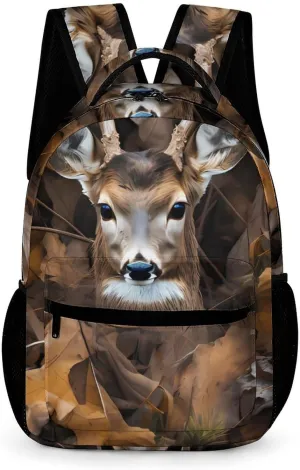 Deer Camouflage Backpack Travel Daypack Print Back Pack Lightweight Laptop Shoulder Bag
