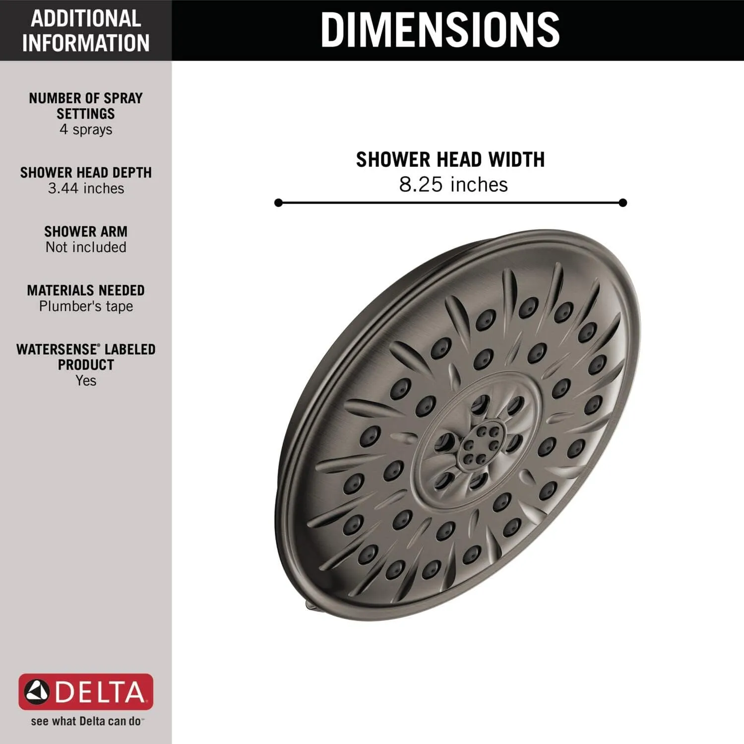 Delta -faucet 52487-KS-PR Universal Showering Components Showerhead, Lumicoat Black Stainless