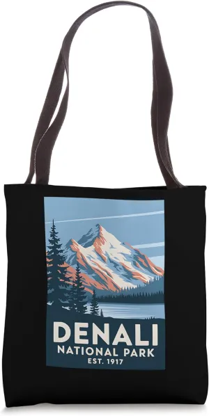 Denali National Park Vintage Camping Hiking Men Women Kids Tote Bag