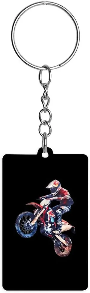 Dirt Bike Jumping Motorcycles Acrylic Keychain with Picture Bag Decorative Accessories Keychain for Car Keys Surprise Holiday Gift 1PC