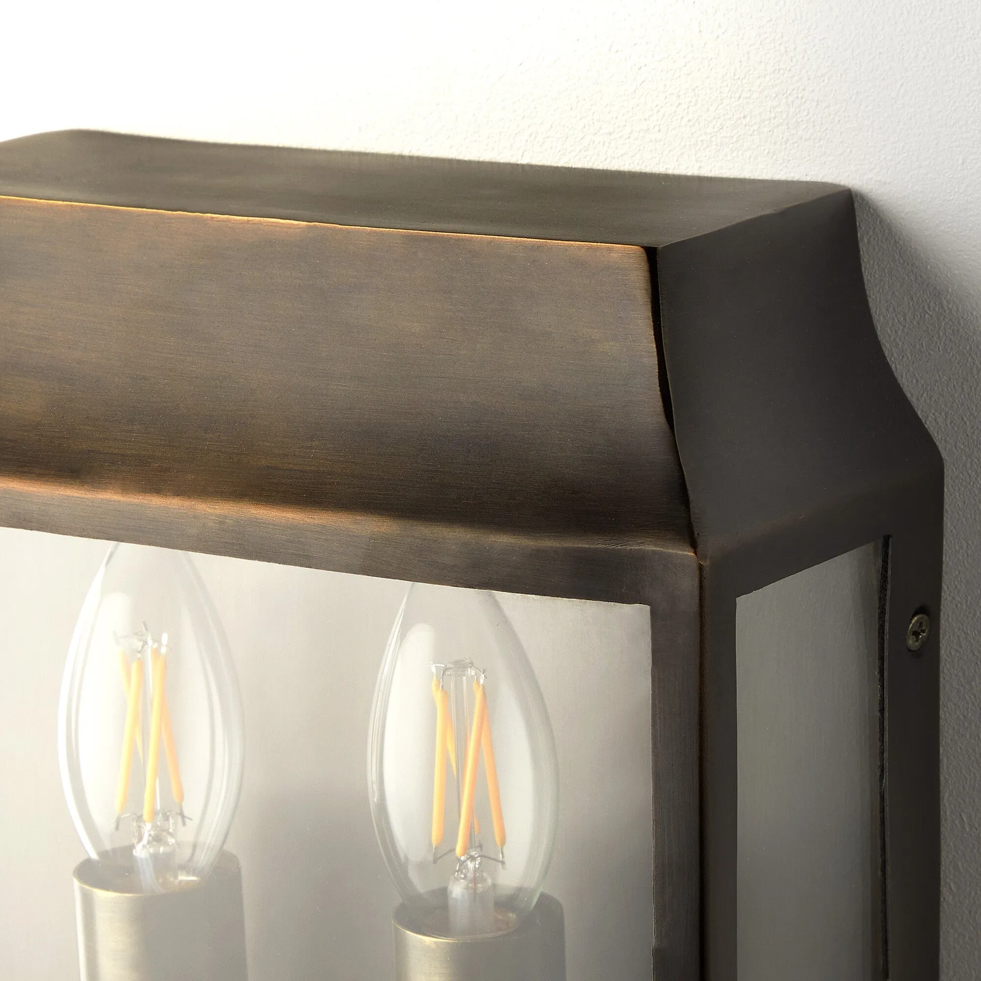 Double Crail IP44 exterior wall light in bronze