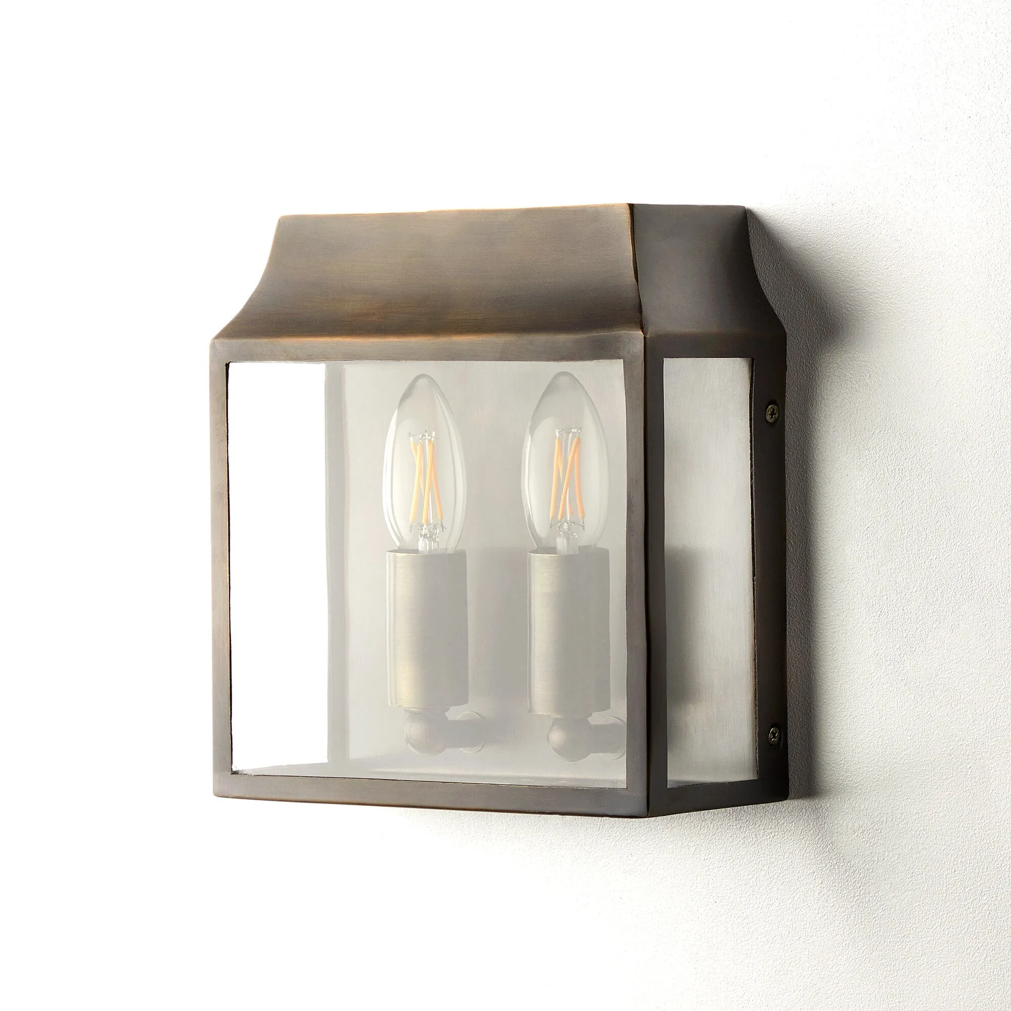 Double Crail IP44 exterior wall light in bronze