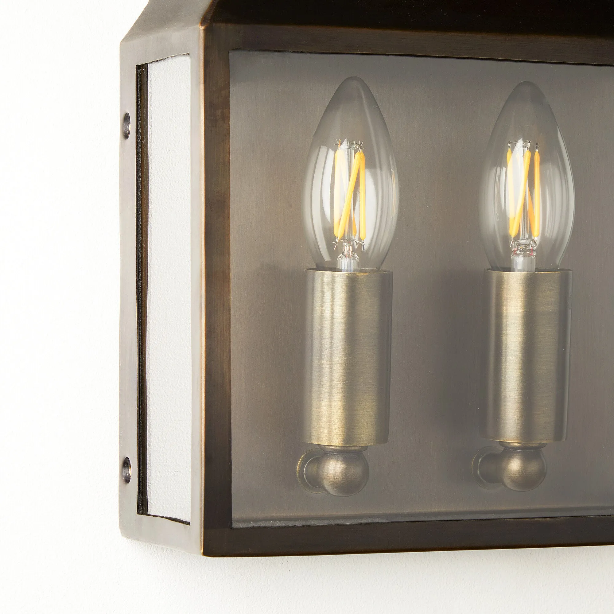 Double Crail IP44 exterior wall light in bronze