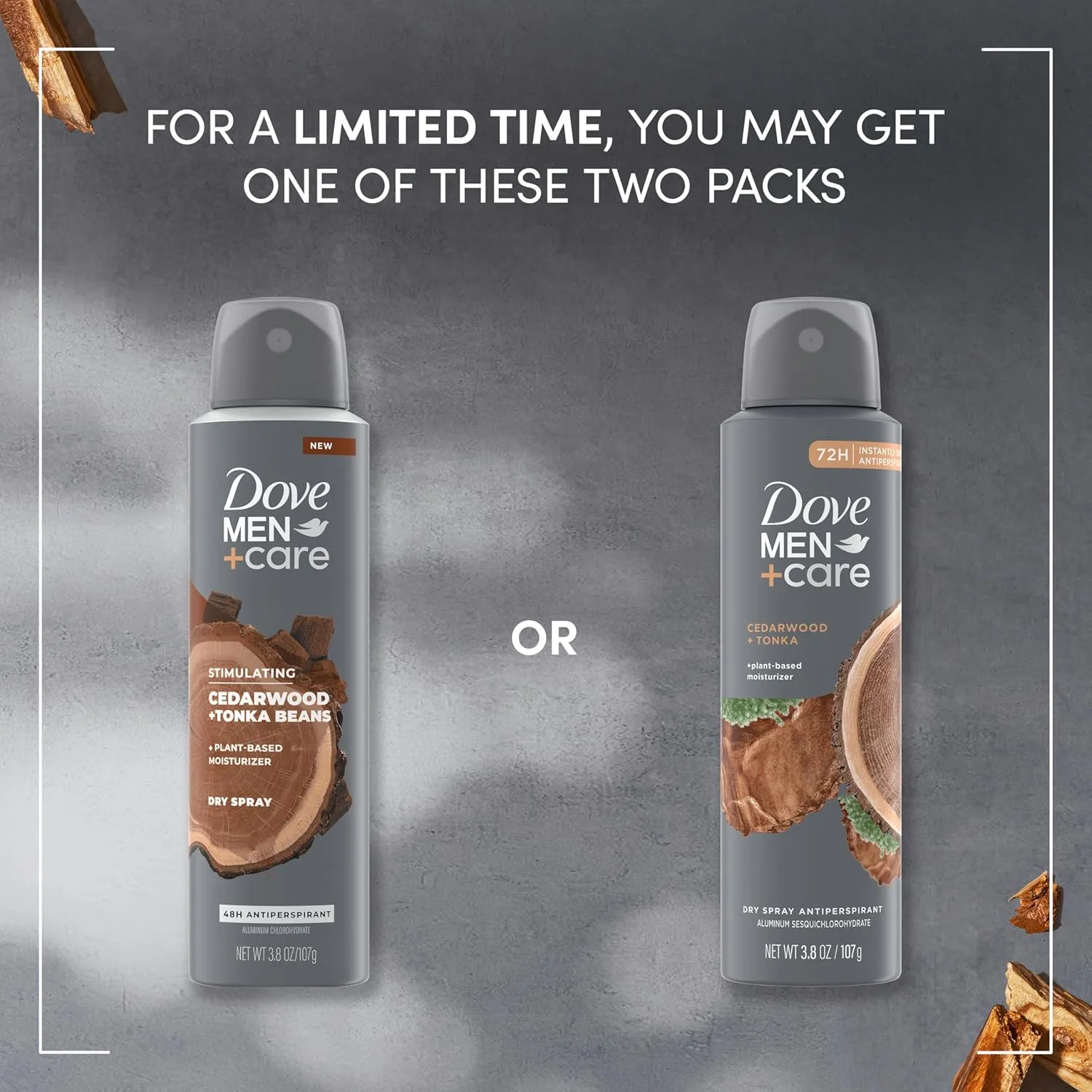 Dove Men Care Dry Spray Antiperspirant Cedarwood   Tonka 4 Count 72H Protection with a Plant-Based Moisturizer 3.8 oz
