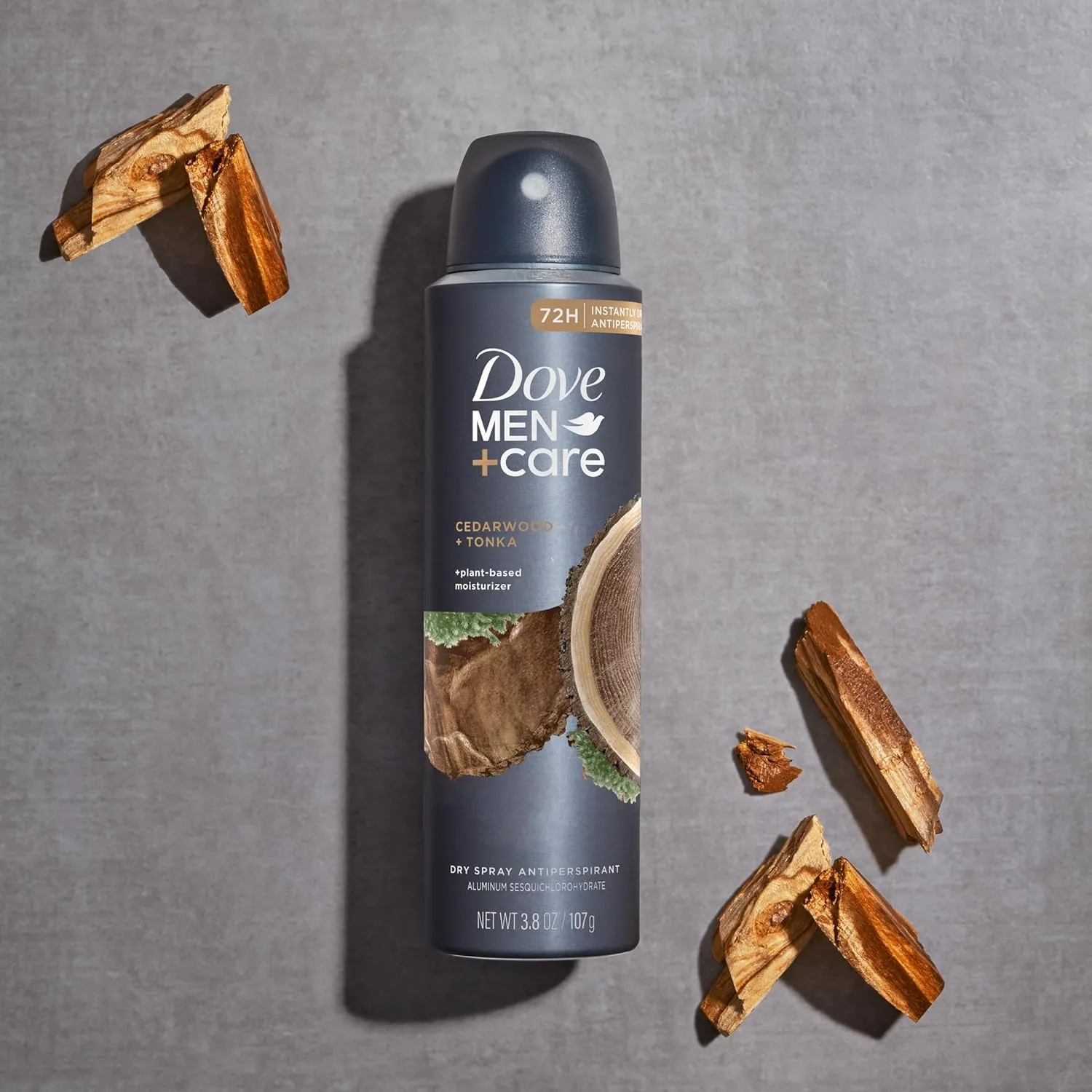 Dove Men Care Dry Spray Antiperspirant Cedarwood   Tonka 4 Count 72H Protection with a Plant-Based Moisturizer 3.8 oz