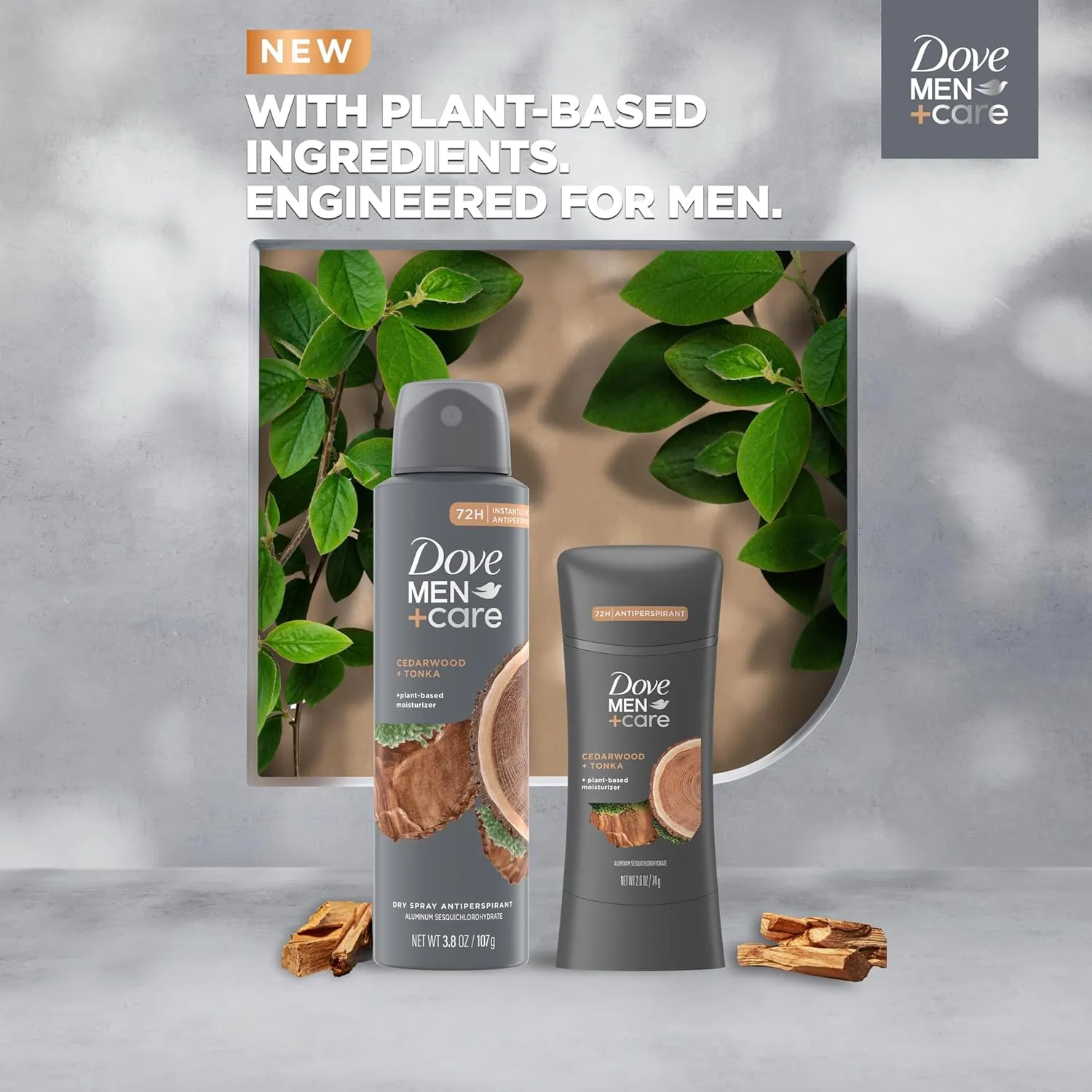 Dove Men Care Dry Spray Antiperspirant Cedarwood   Tonka 4 Count 72H Protection with a Plant-Based Moisturizer 3.8 oz