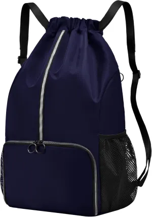 Drawstring Backpack Bag with Shoe Compartment, X-Large Gym, Beach, Sports Backpack for Women & Men