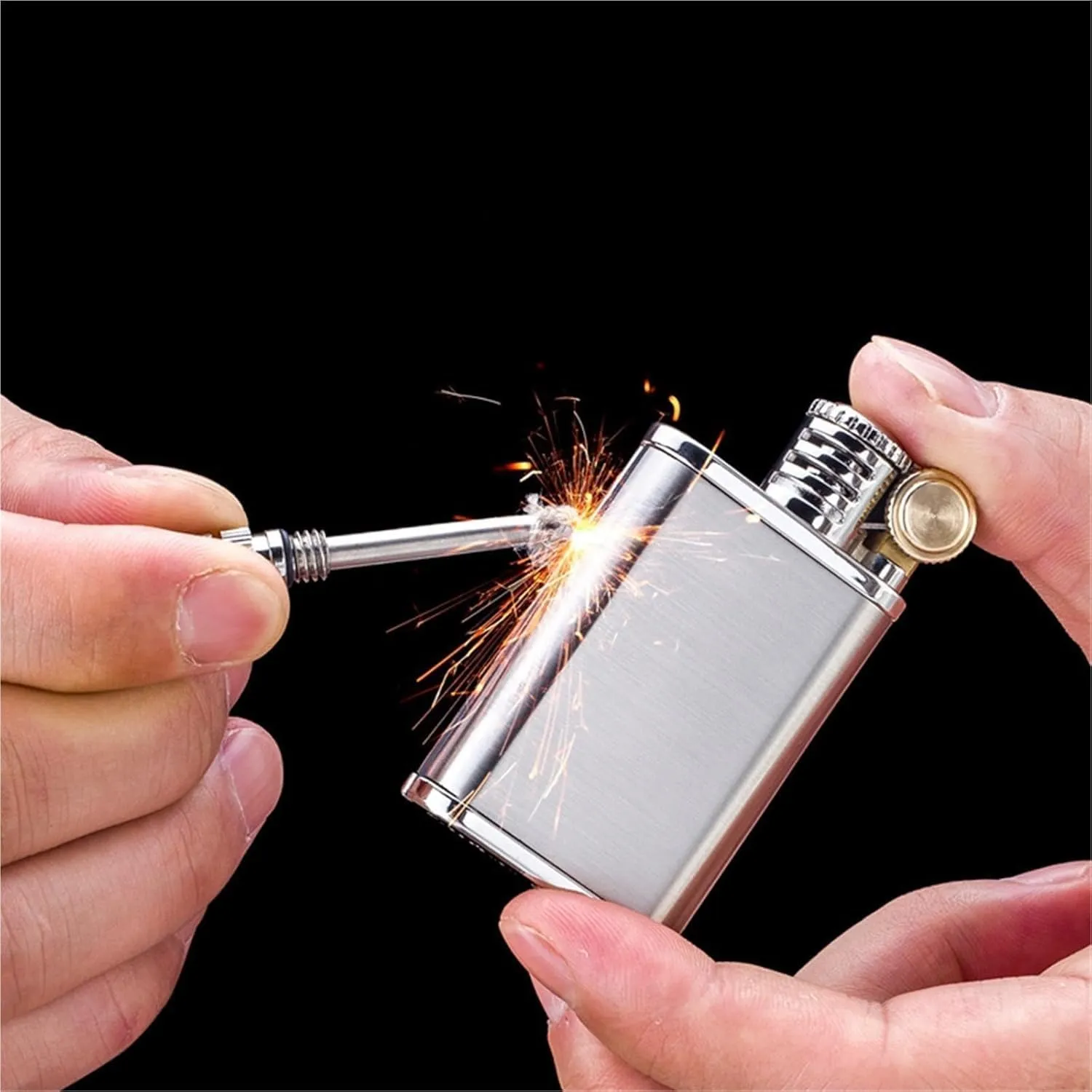 Dual-Function Military Trench Lighter - Brass Waterproof Kerosene & Permanent Match Combo | Antique Refillable Fuel System for Camping/Survival (Vintage Heritage Design)(#1)