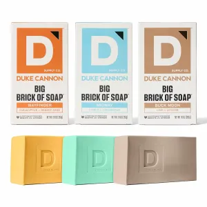 Duke Cannon Big Brick of Soap for Men – 3 Pack Variety | 10 oz Each | Triple Milled Bar Soaps | Long-Lasting | Natural Oils | Mens Bar Soap Set
