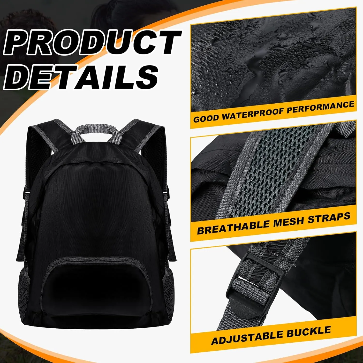Dunzy 24 Pcs 20l Foldable Backpacks Bulk Lightweight Basic Back Pack Wholesale for Homeless Donation Corporate Events Travel Camping
