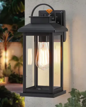 Dusk to Dawn Outdoor Light Fixtures Wall Mount 14.75'', Exterior Wall Sconce Fixture with E26 Base Socket, Waterproof Wall Lantern Black Wall Lamp Anti-Rust with Glass for Patio, Porch, Garage