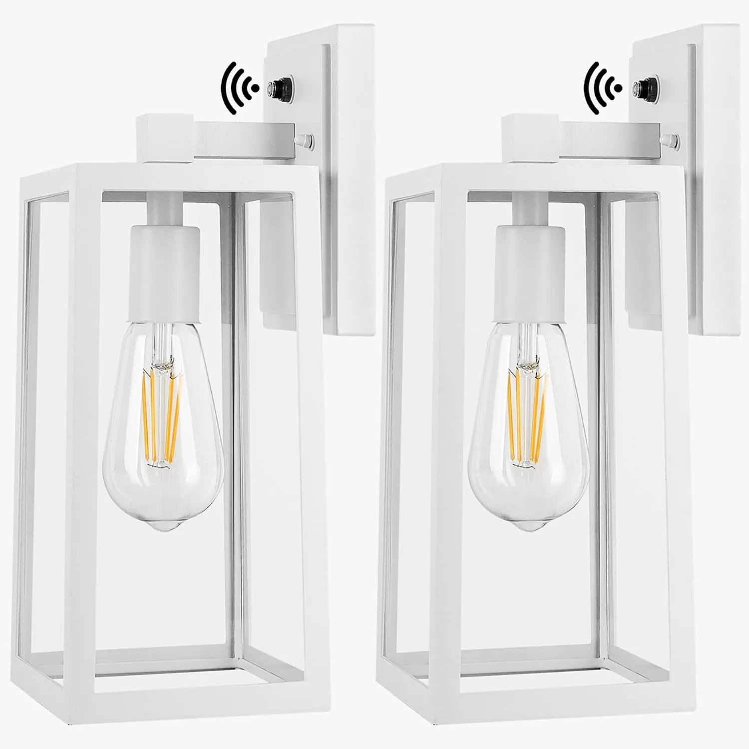 Dusk to Dawn Outdoor Lighting Fixtures Wall Mount, Sensor Exterior Wall Lights for House, Anti Rust Porch Light, White Sconce Lamp, Waterproof Lantern for Doorway, Garage, 2-Pack