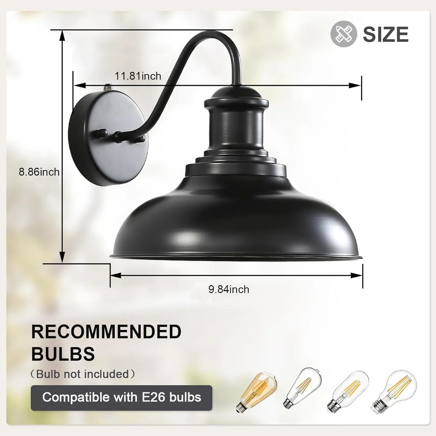 Dusk to Dawn Outdoor Wall Lights, Black Sensor Porch Lights,Exterior Lighting Fixtures Wall Mount Lantern for Patio, Garage, Shed, Deck, Fence, Barn and Yard