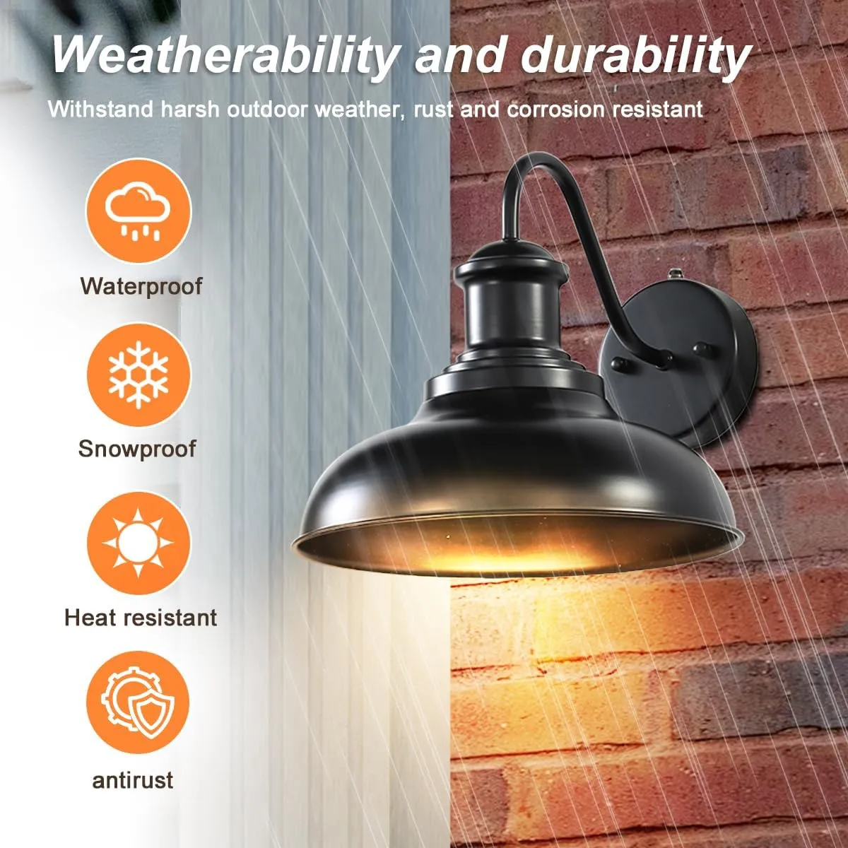 Dusk to Dawn Outdoor Wall Lights, Black Sensor Porch Lights,Exterior Lighting Fixtures Wall Mount Lantern for Patio, Garage, Shed, Deck, Fence, Barn and Yard