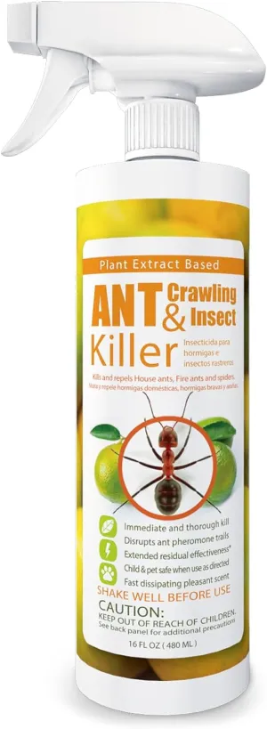 EcoVenger Ant Killer & Crawling Insect Killer (Citrus Scent) 16 oz, Kills Fast in Minutes, Also Kills Spiders, Centipedes & More, Repels with Residual, Natural & Non-Toxic, Safe for Children & Pets