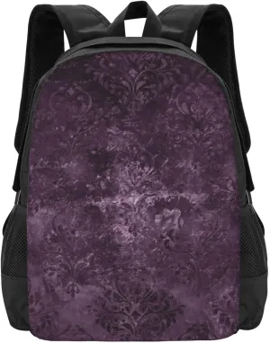 Eggplant Velvet Damask Plum Purple Floral Lightweight Packable Backpack Travel Casual Hiking Daypack Foldable Backpack For Men Women