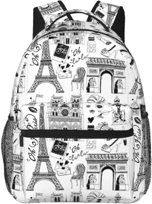 Eiffel Tower Paris Backpack Laptop Backpack Sports Travel Shoulder bag Light casual backpack