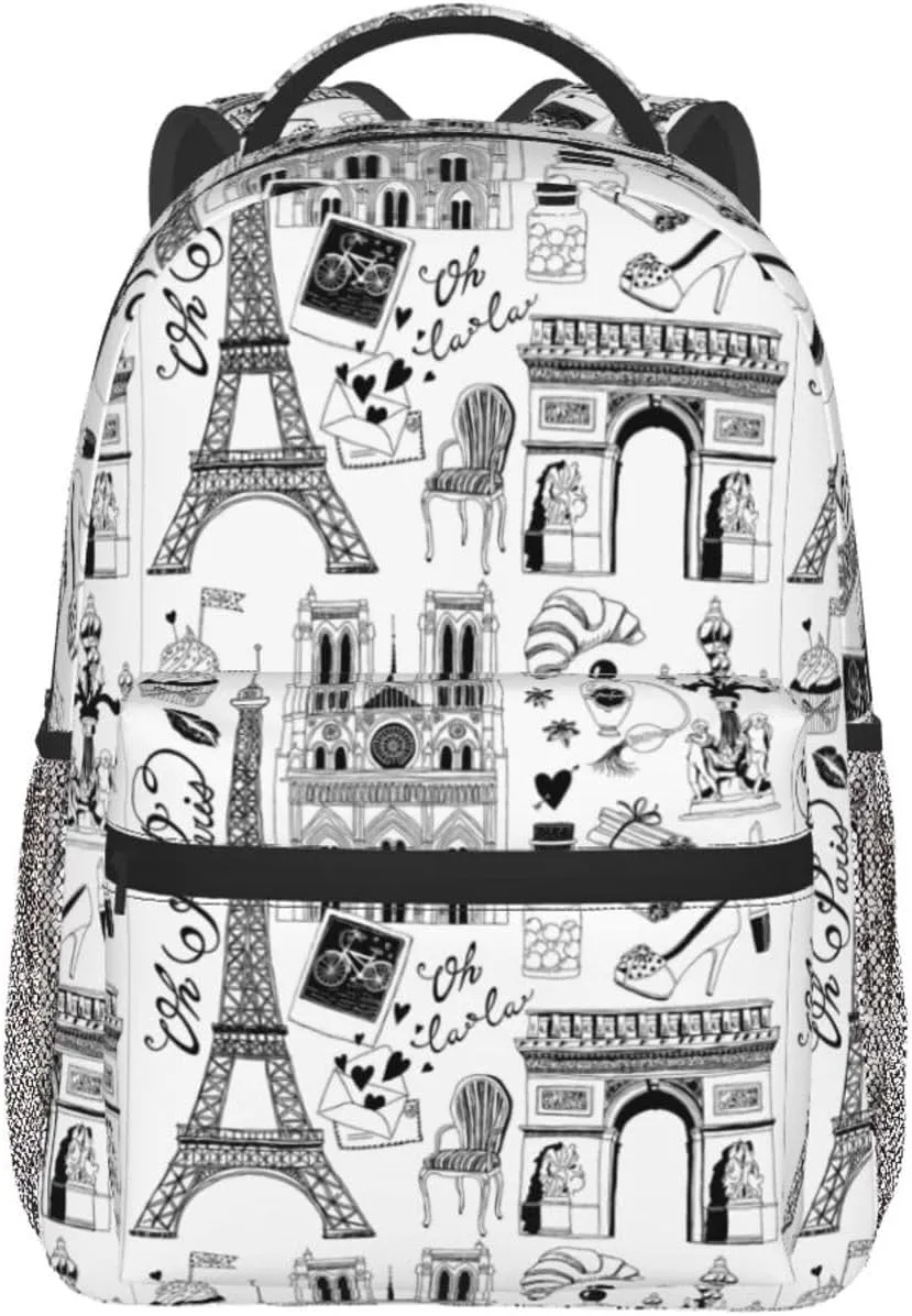 Eiffel Tower Paris Backpack Laptop Backpack Sports Travel Shoulder bag Light casual backpack