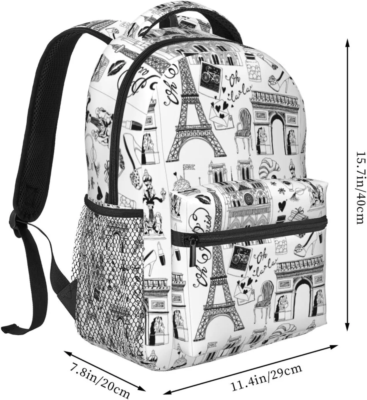 Eiffel Tower Paris Backpack Laptop Backpack Sports Travel Shoulder bag Light casual backpack