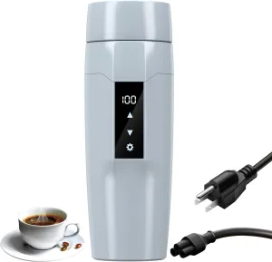 Electric Heating Kettle with Temperature Control, 40~100 ℃ Adjustable, Mini Portable Travel Electric Water Mug, Anti-leakage, 300W Fast Heating Insulation Cup, Anti-dry Fever, Auto- shutdown, Gray