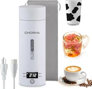 Electric Kettle Portable Travel Kettle Tea Coffee Portable Kettle, 400ML with 4 Variable Presets, Small Electric Kettle 304 Stainless Steel with Auto Shut-Off & Boil Dry Protection (White)