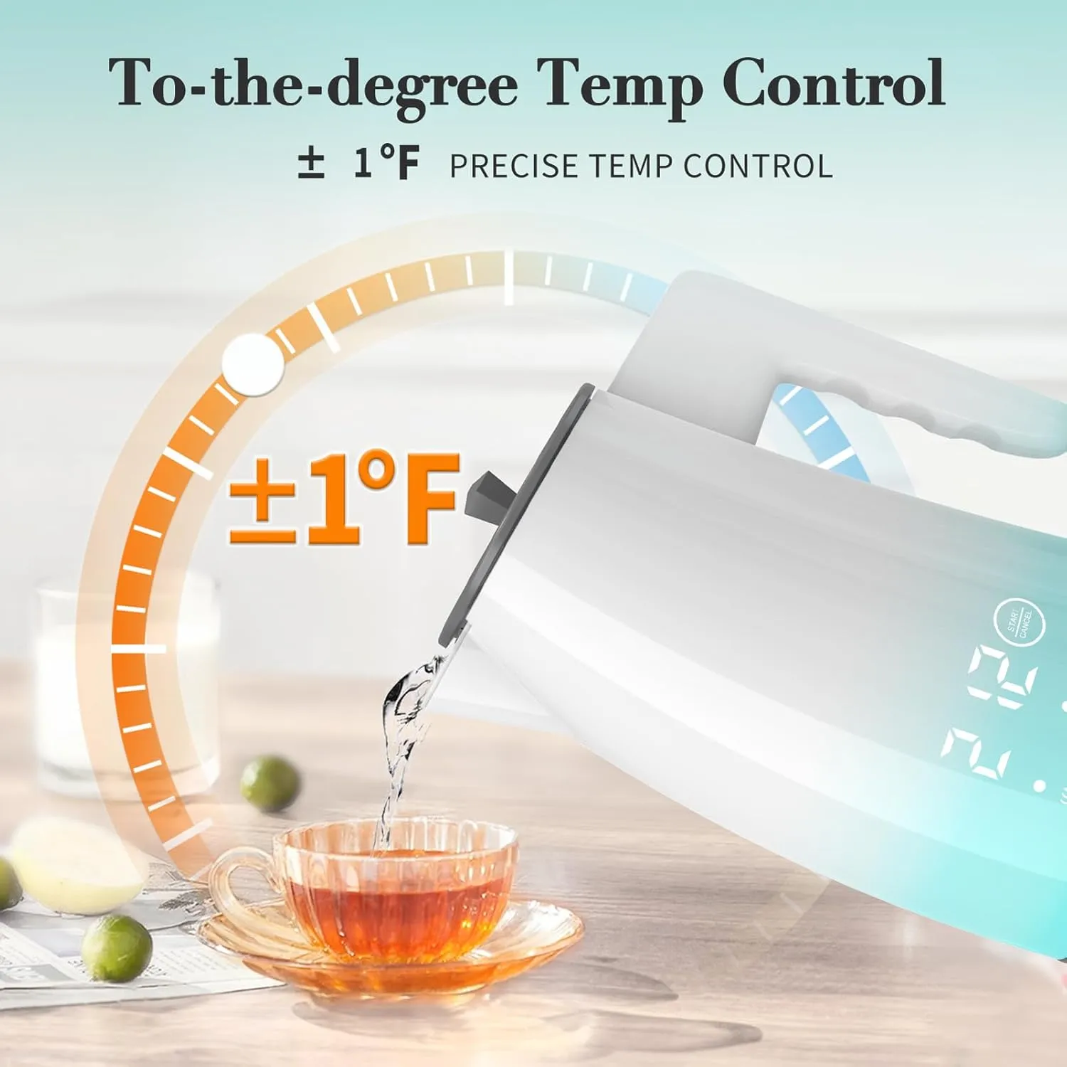 Electric Kettle Temperature Control, 304 Stainless Steel Interior, BPA-Free, Double Wall 1.25L Hot Water Boiler, 1200W Tea Kettle with Auto Shut-Off & Boil Dry Protection, Cordless Base（KCK02F）