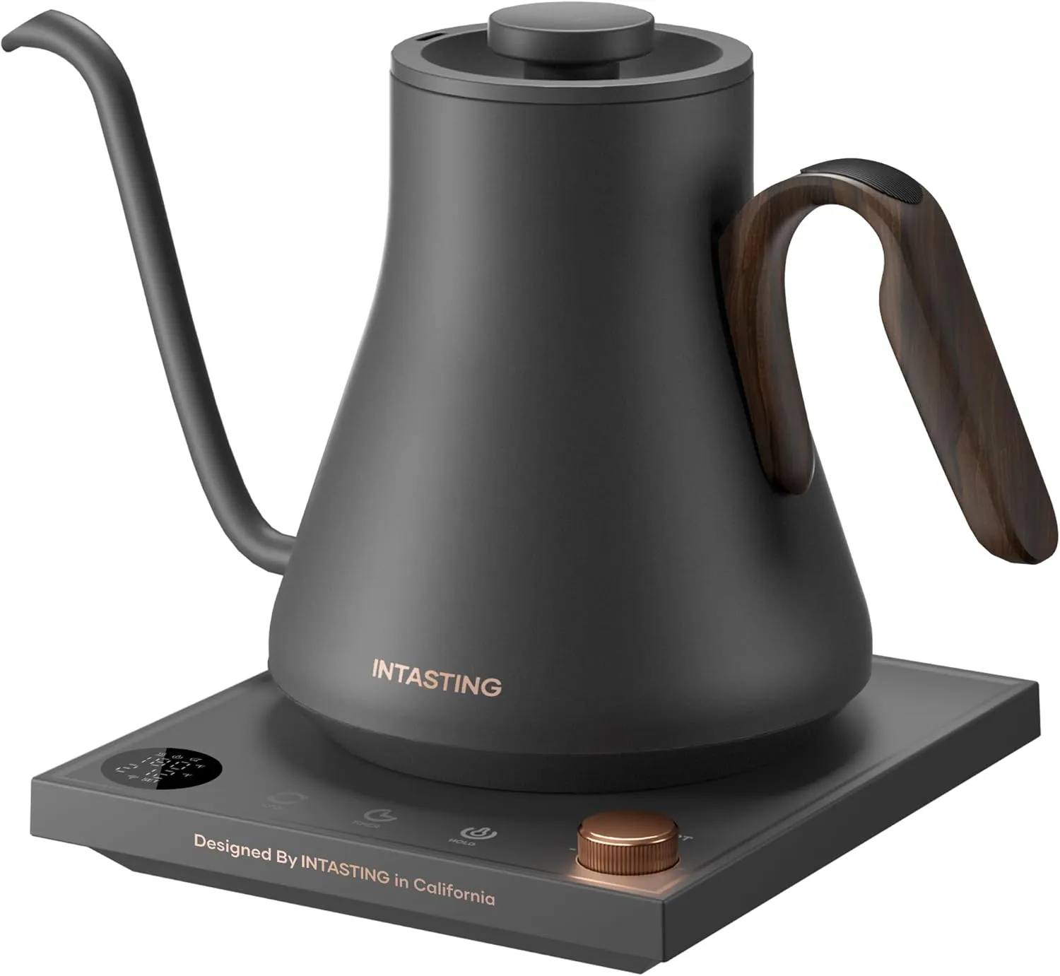 Electric Kettles, INTASTING Gooseneck Electric Kettle, ±1℉ Temperature Control, Stainless Steel Inner, Quick Heating, for Pour Over Coffee, Brew Tea, Boil Hot Water, 0.9L (Dark Gray)