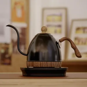 Electric Stainless Steel Gooseneck Kettle Temperature Control Variable For Coffee Tea Water Pour Over 1000 Watt Quick Heating 0.6 Liter Boil-dry Protection Touch Screen Matte Black