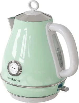 Electric Tea Kettle, 1500W /1.7 Liter Hot Water Boiler Heater Pot, Retro Electric Kettle with Thermometer, Auto Shut-Off & Boil-Dry Protection, BPA Free,Stainless Steel Teapot