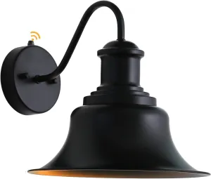 EMONG Dusk to Dawn Outdoor Gooseneck Barn Outside Lights, Outdoor Sconce Farmhouse Wall Mount Lights Fixture Exterior Black Vintage Lighting Wall Lantern for Porch Garage, 1 Pack