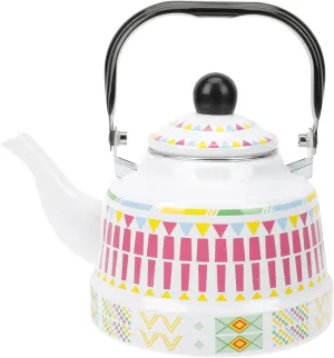 Enamel Camping Coffee Pot, Portable Outdoor Kettle with Detachable Handle & Quick Boil(2.5L)