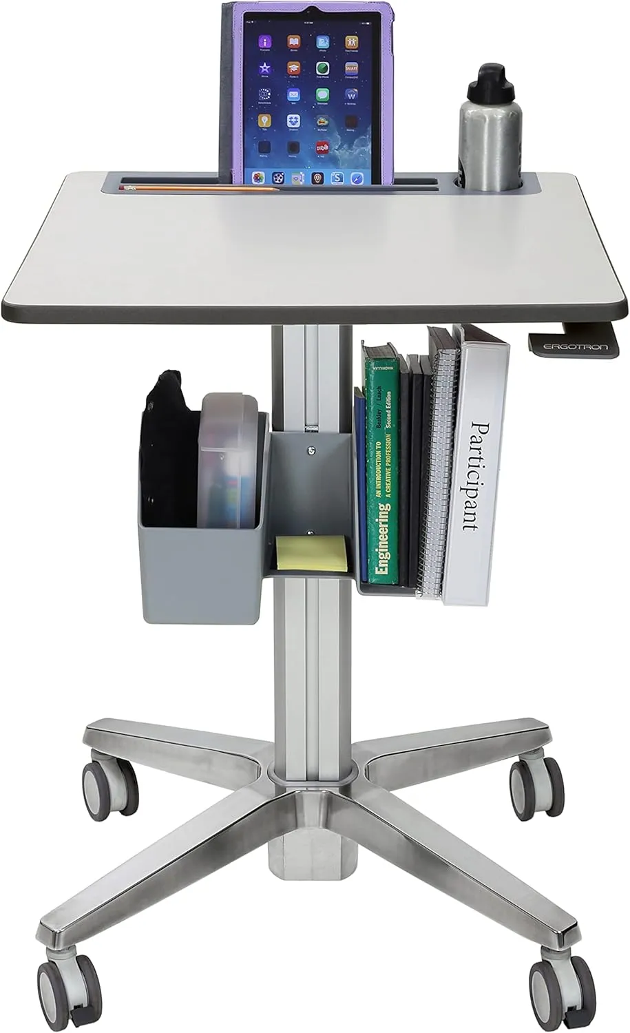 Ergotron – LearnFit Mobile Standing Desk, Adjustable Height Small Rolling Laptop Computer Sit Stand Desk with Wheels for Classroom, Office, Medical or Home Use – Adjusts from 29 to 45 Inches – Grey